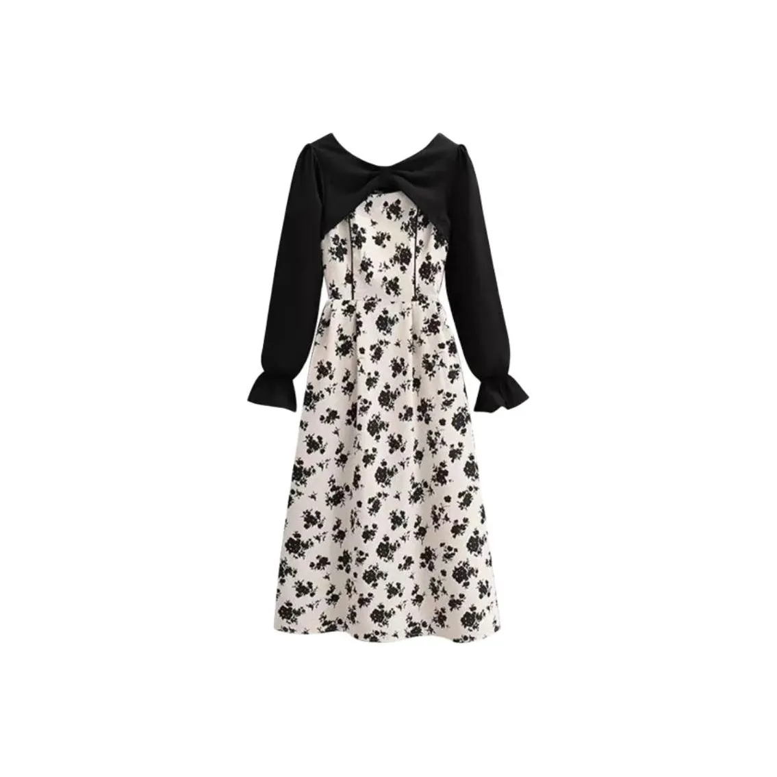 AFGGD Длинное платье с длинными рукавами женское черное