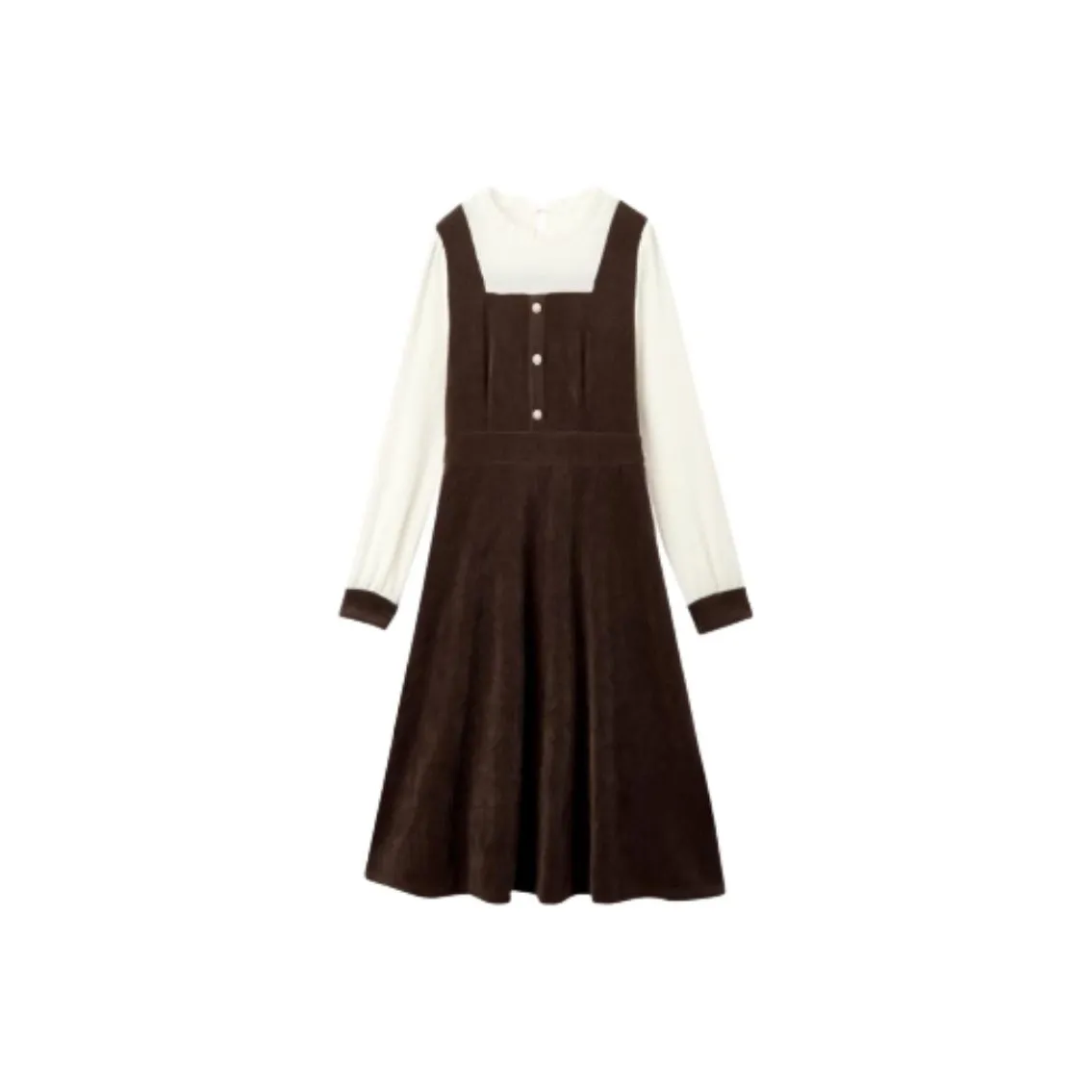 EICHITOO Длинное платье с длинными рукавами женское темно-коричневого цвета с отделкой
