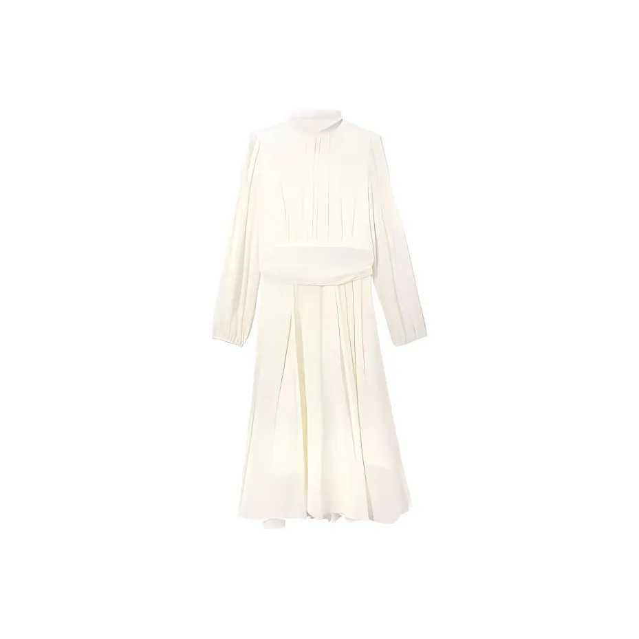 Lookinto Длинное платье с длинными рукавами женское экрю