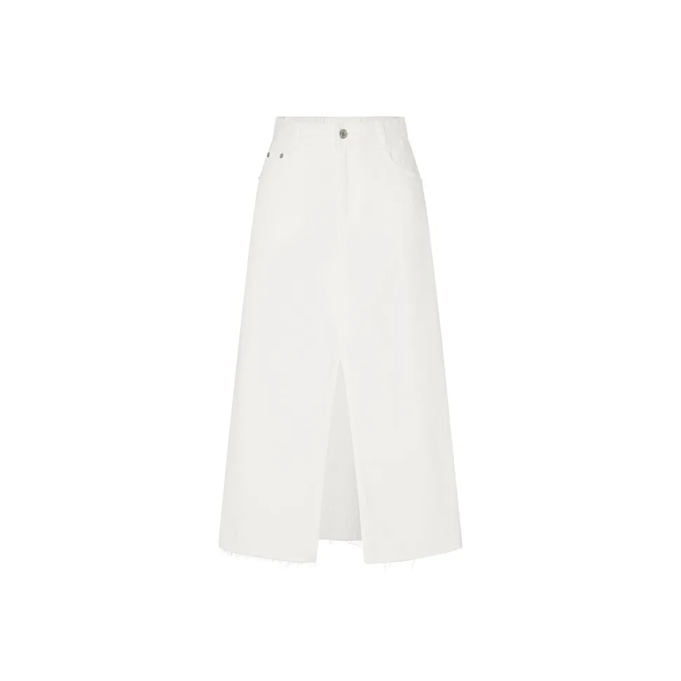 MO&CO Деним Белый Женские Повседневные Длинные Юбки