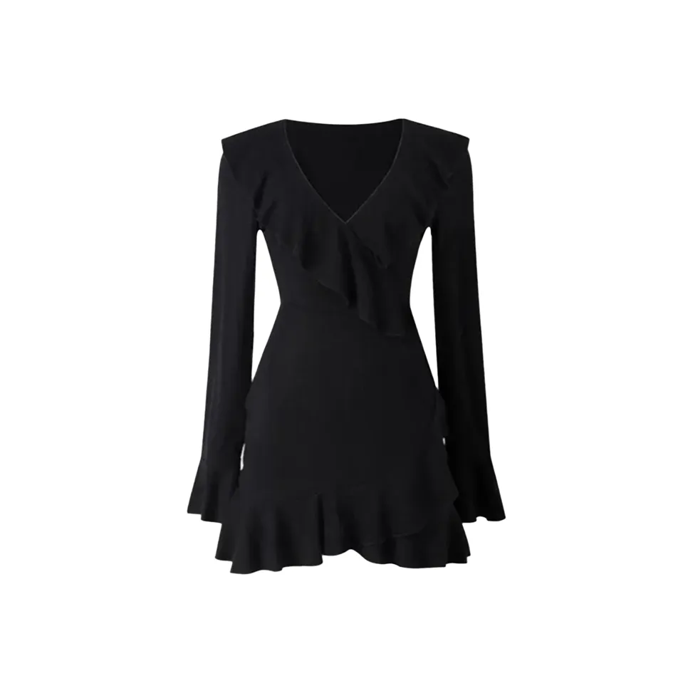 Incolore Длинное платье с длинными рукавами женское черное