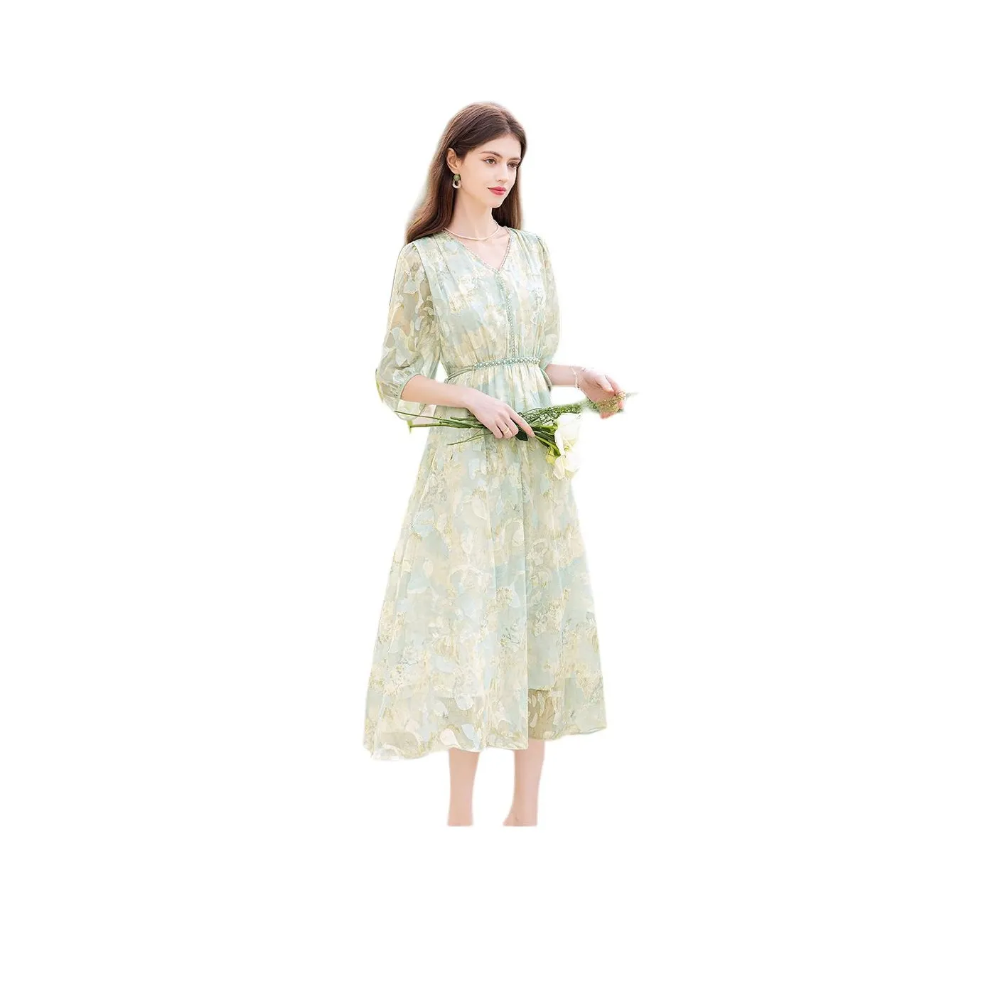 PLANE DRIFT Long Sleeved Dresses Women's Light Green