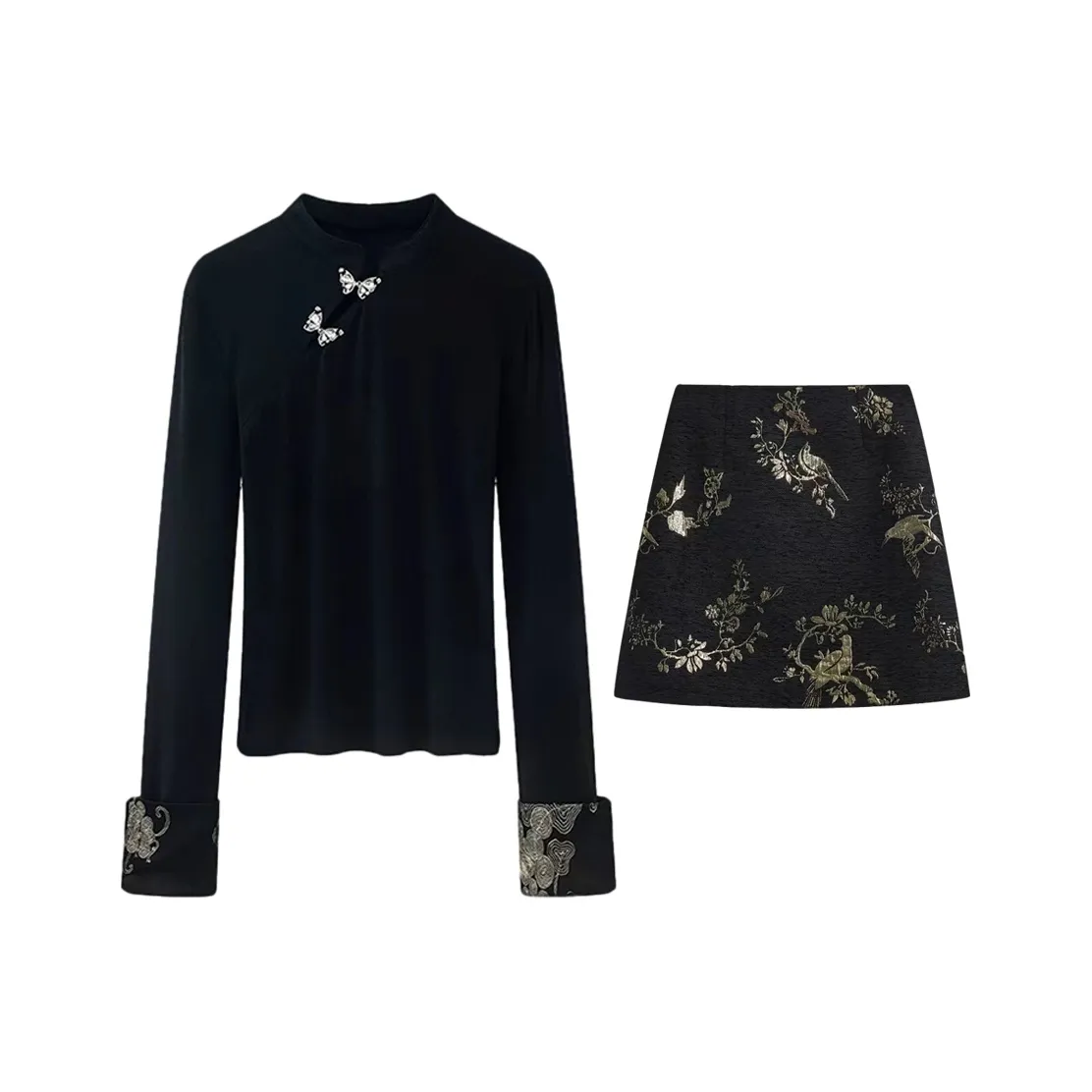 ERIRI Комплект с юбкой Женские Черный Золото