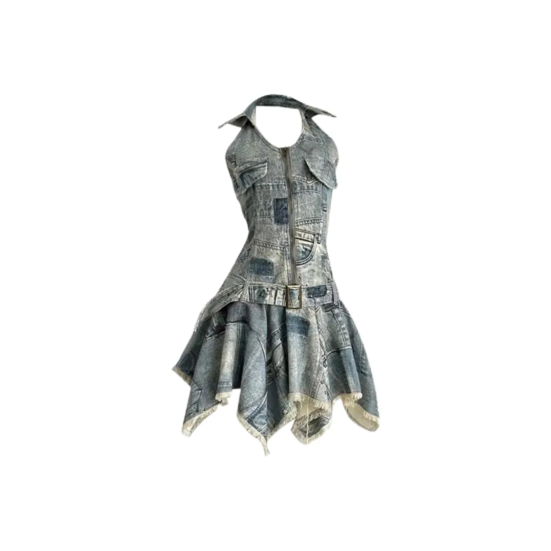 ABBY GODDESS Без рукавов Платье Женское Джинсовый синий