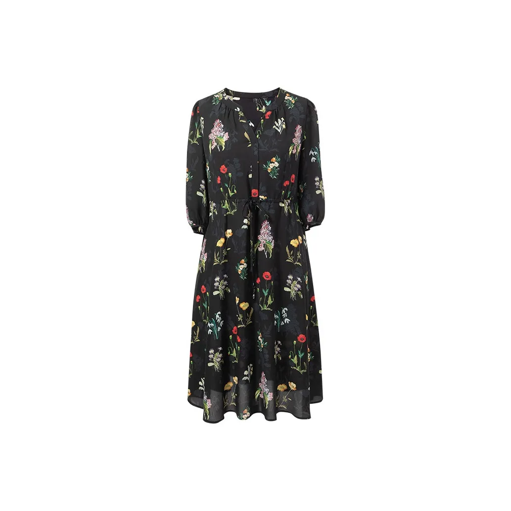 MSSHE Длинное платье с длинными рукавами женское черное