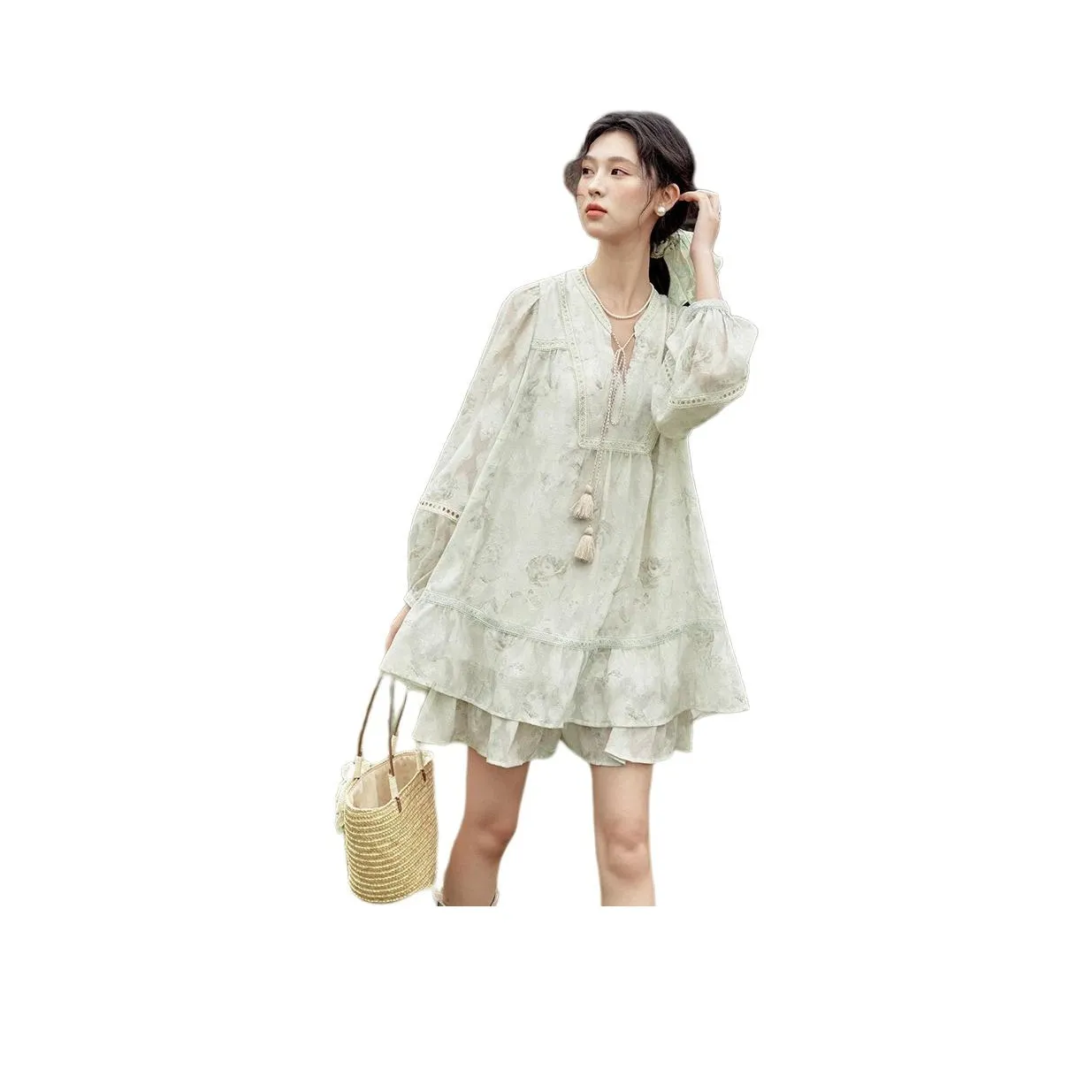 MISHOW Long-Sleeved Dresses Women's Green