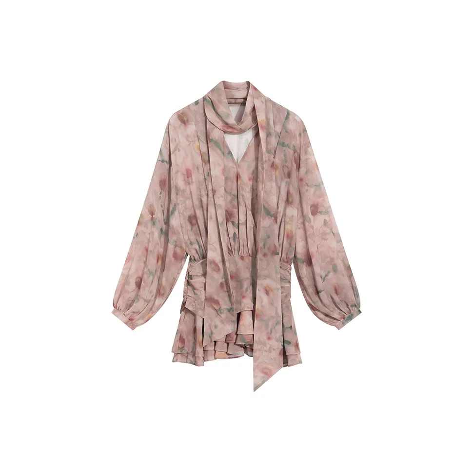 Ouyang Длинный рукав Платье Женское