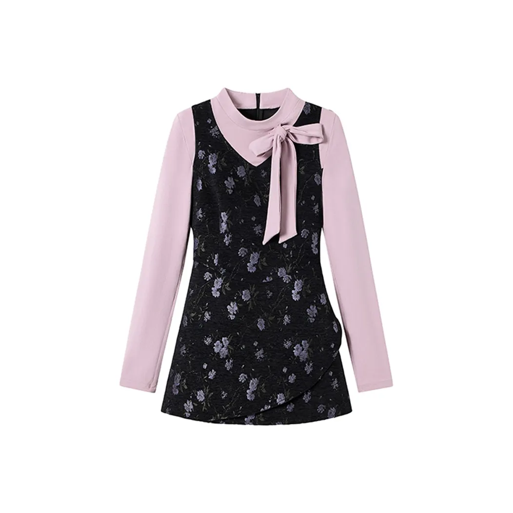 FABRIC PIG Длинное платье с длинными рукавами женское фиолетовое