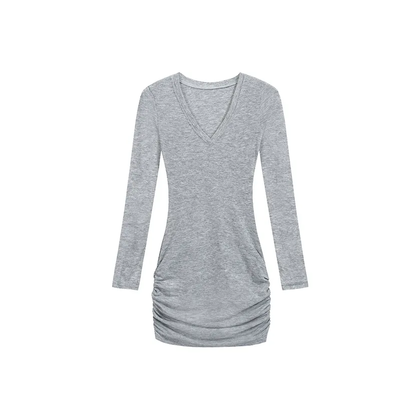 ABBY GODDESS Длинное платье с длинными рукавами женское серого цвета