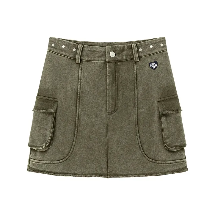 CHUU Повседневные короткие юбки женские армейский зеленый