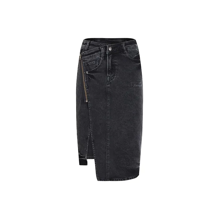 LIUREGALI Light And Shadow Art Series Denim Short Skirts Women's Black