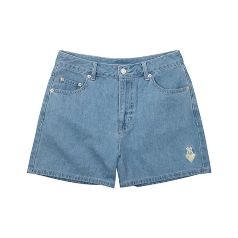 MLB MOCO Love Series Denim Shorts Women's Light Blue