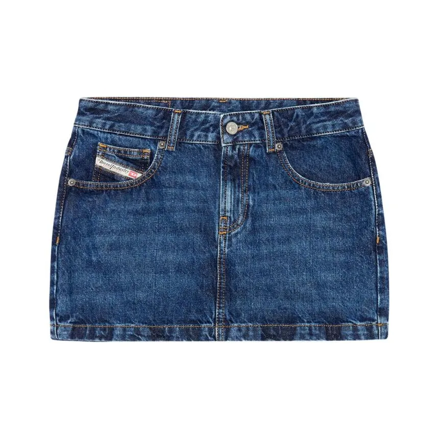 DIESEL De Ron Whiskering Effect Denim Mini Skirt