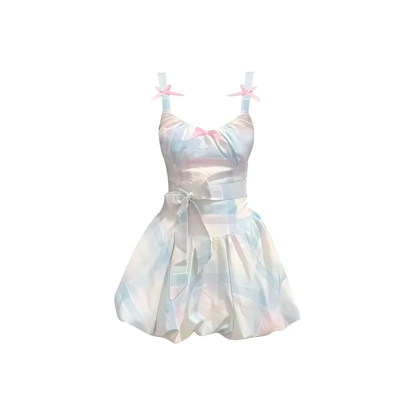 COVT Радужное Клетчатое Платье-камзол Женские Слиплатья