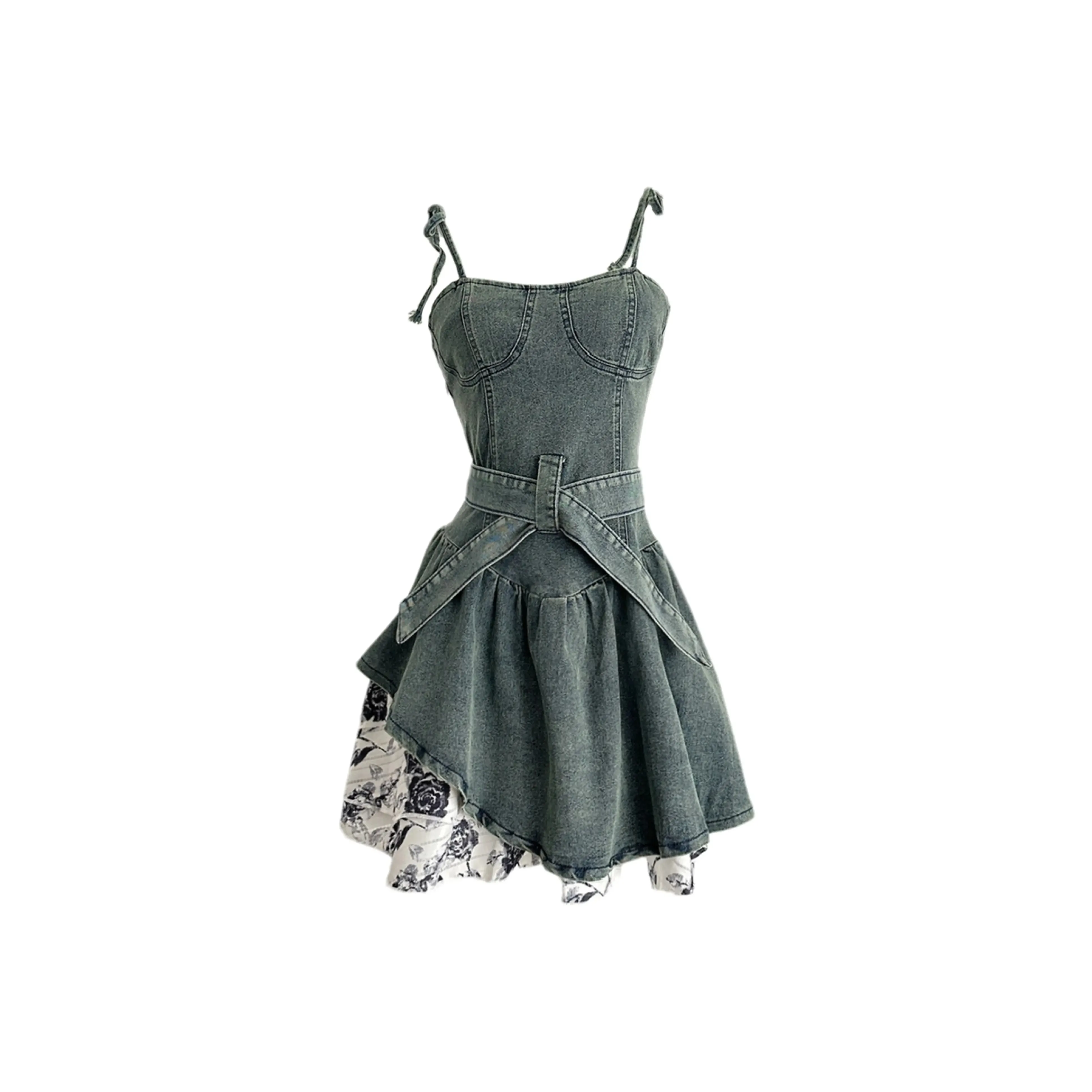 WOVLAS Юбка-платье Женское Винтажный деним Синий