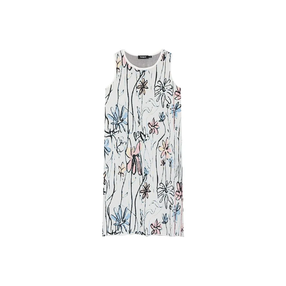 Desigual Без рукавов Платье Женское Белое Основа С принтом