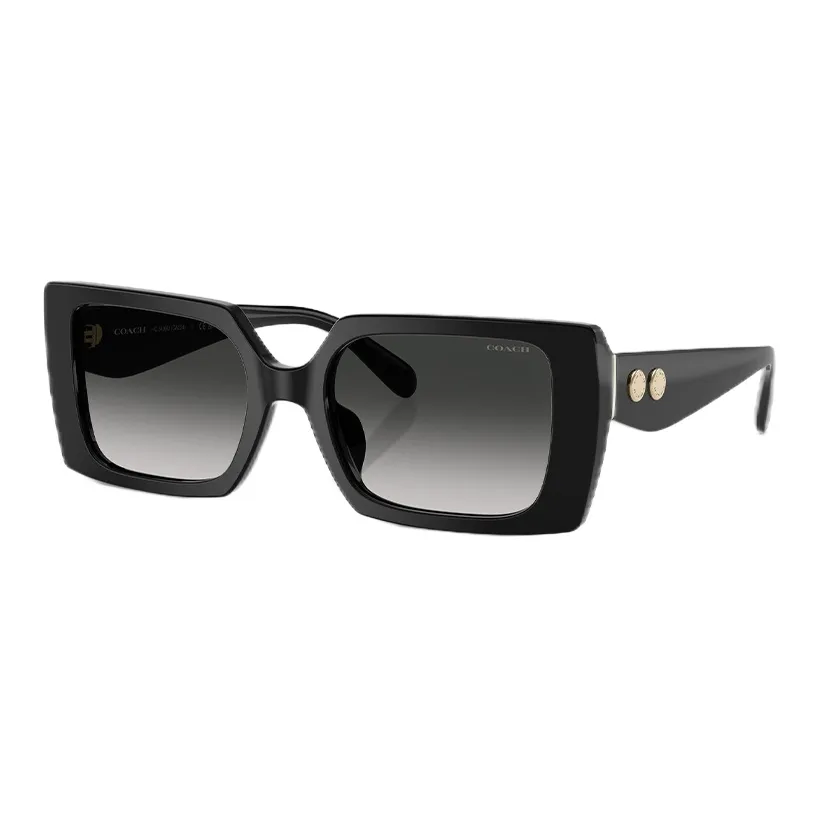 COACH Plate Frame Square Sunglasses Unisex Black