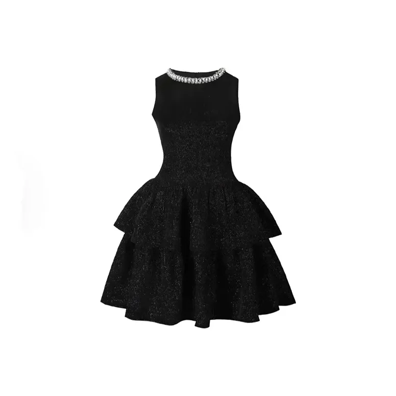 ECNR Без рукавов Платье Женское Черное