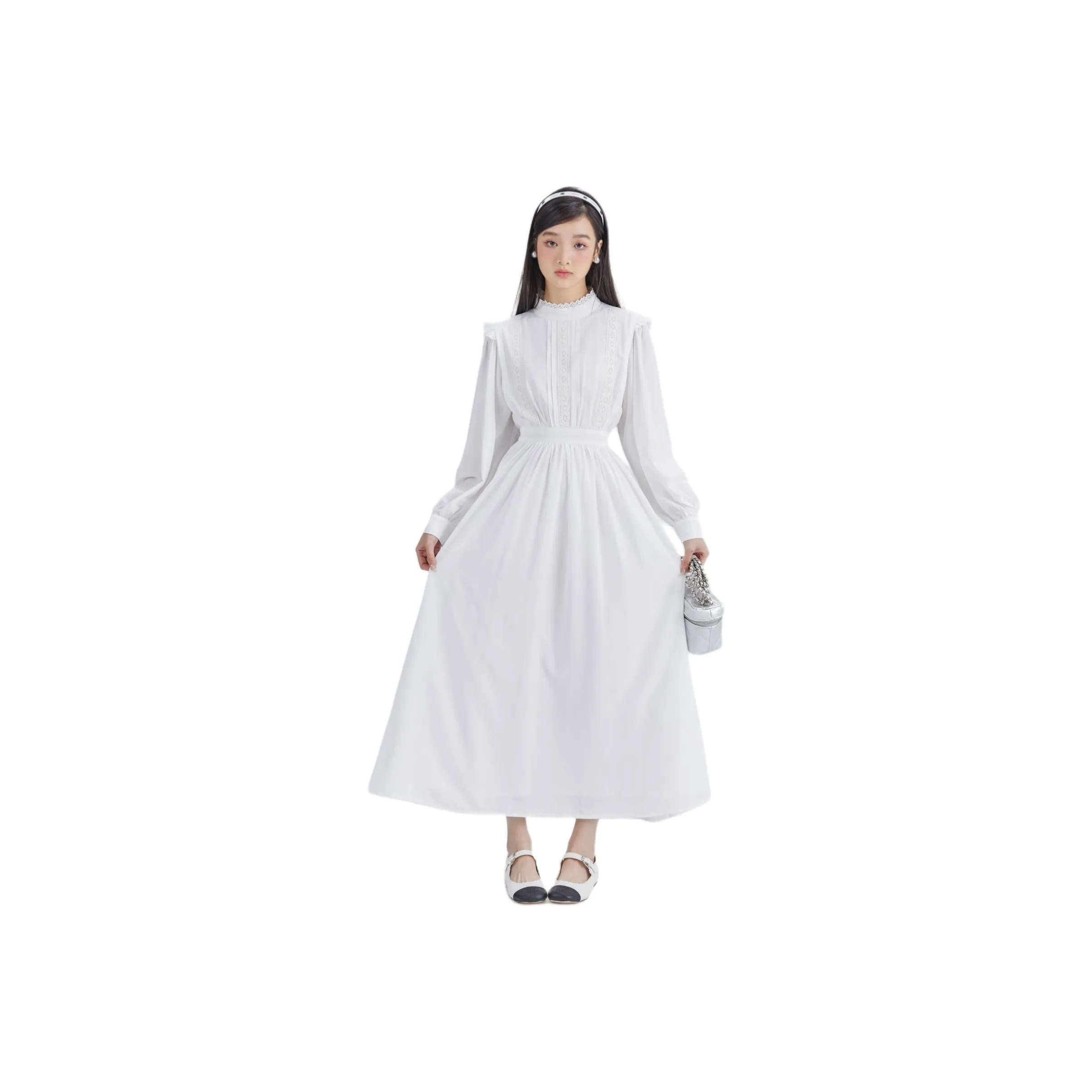 DEAR DEER PUFF Long Sleeved Dress Women's White