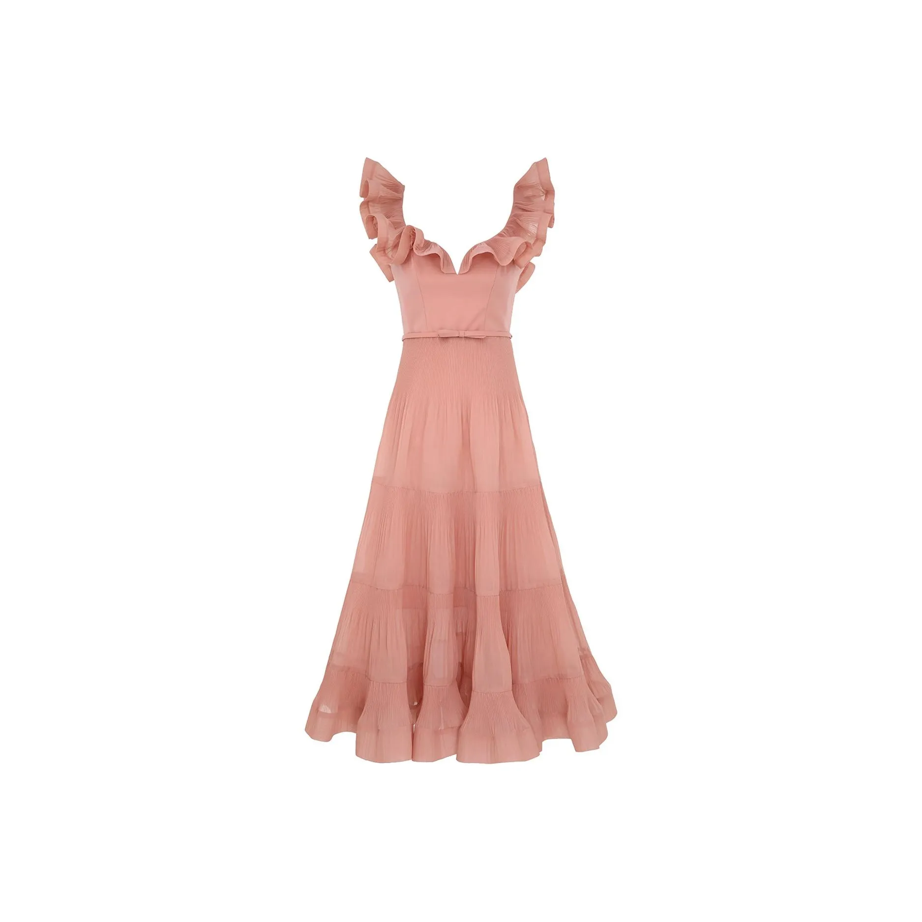 Zimmermann Pleated Frilled Midi Dress