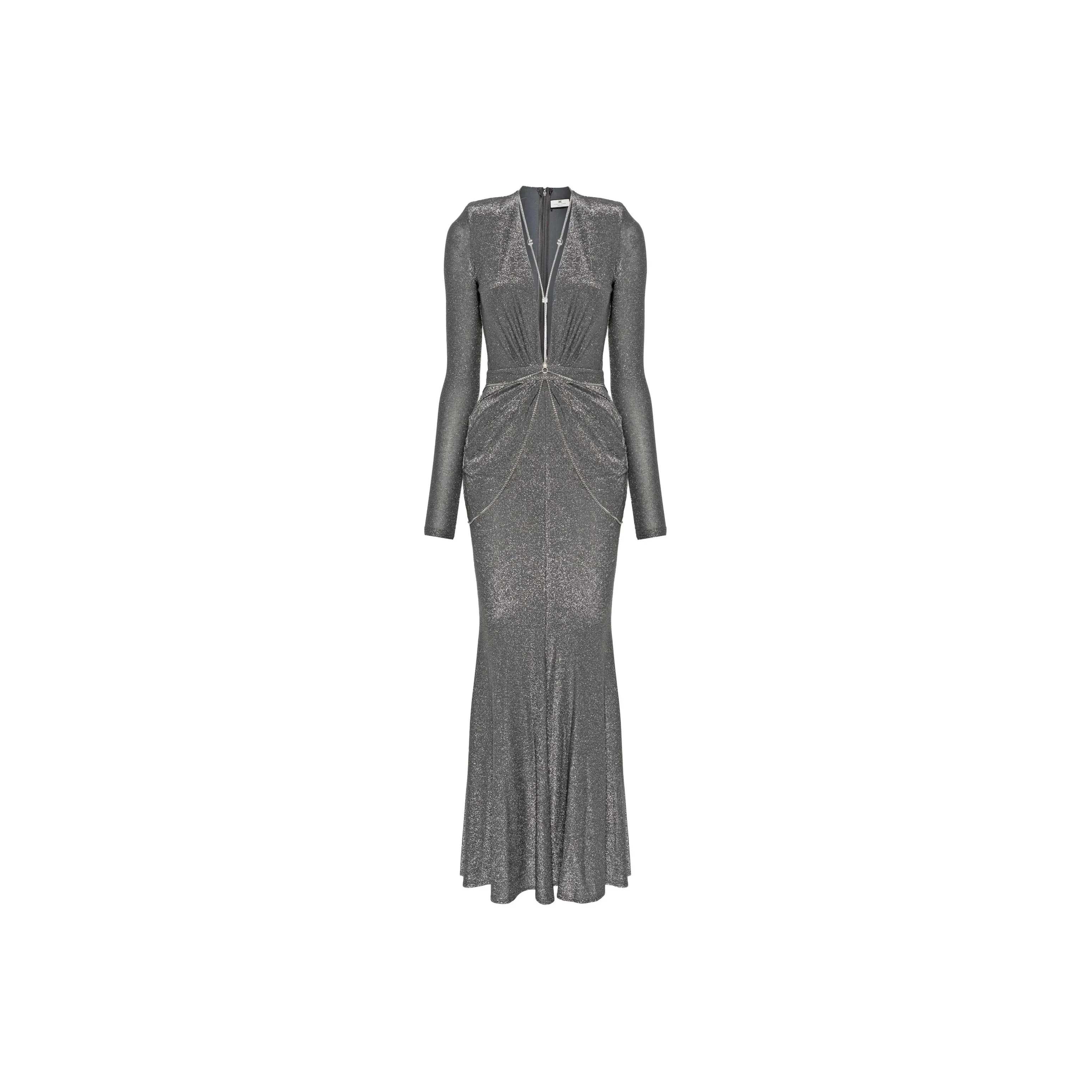Elisabetta Franchi V Neck Chain Link Mermaid Dress