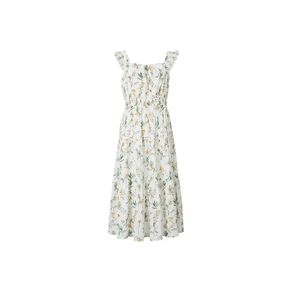 Hopeshow Sleeveless Dress Women
s White Base Floral 619