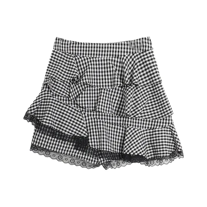 SETIROM Короткая Юбка Женская Черно-Белая Клетка