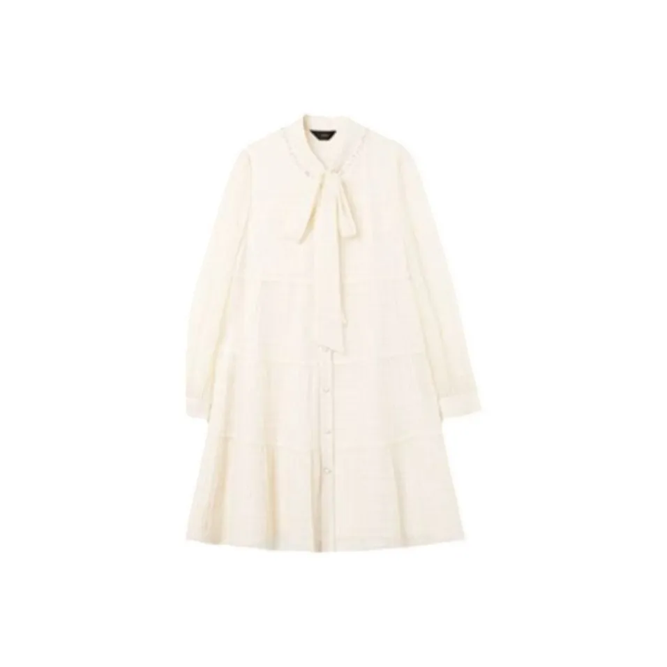 YICHEN Длинное платье с длинными рукавами женское абрикосового цвета