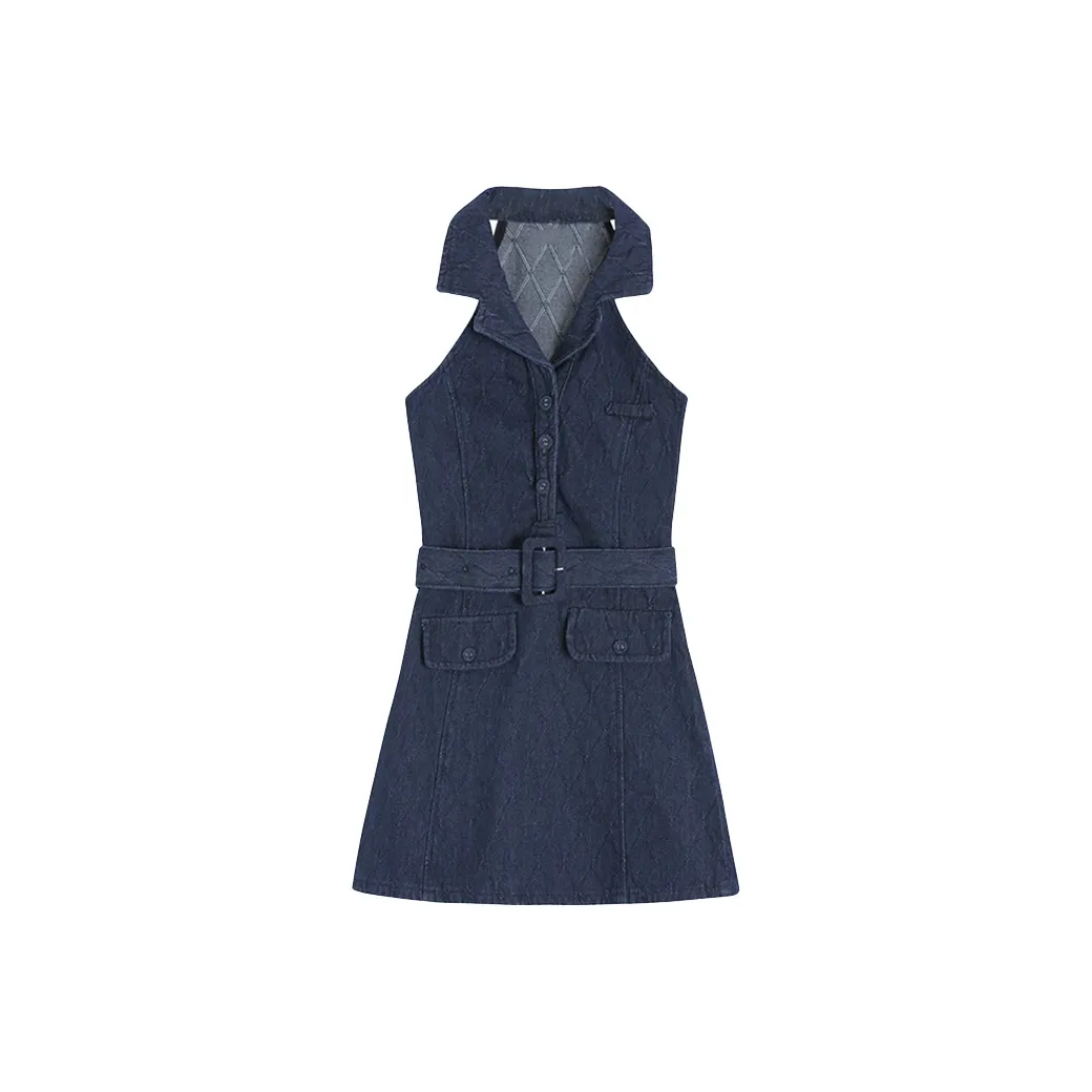 SCCREBEL OFFICIAL Без рукавов Платье Женское Синее