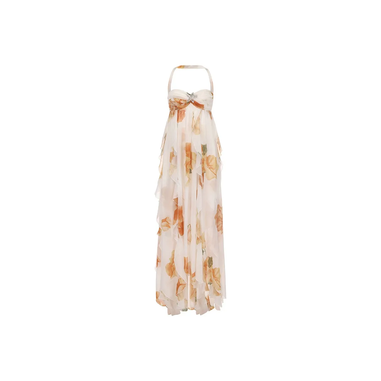 NANA JACQUELINE Sleeveless Dress Women's White Base Yellow Floral