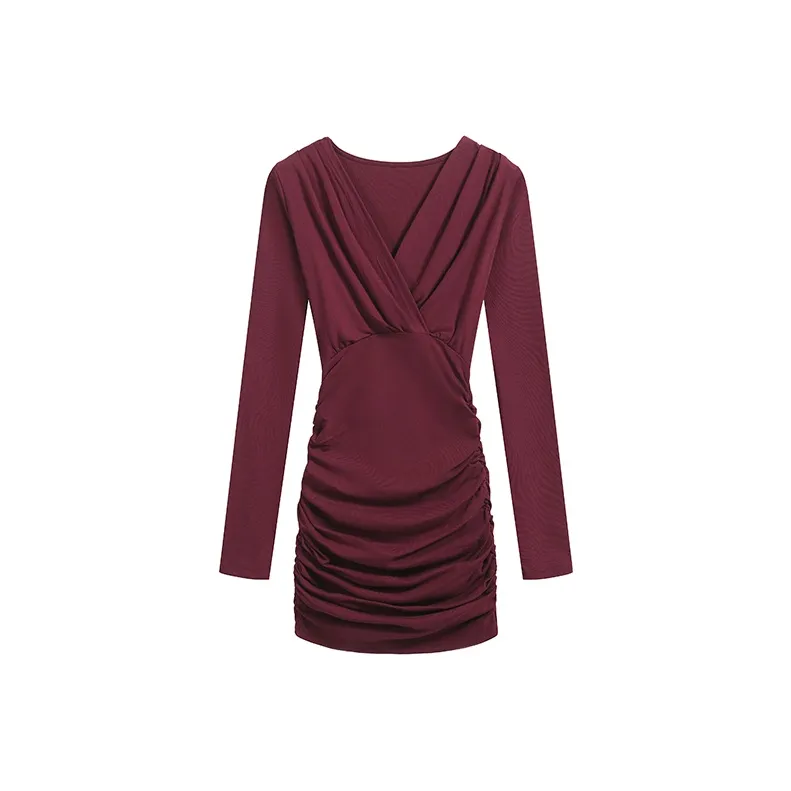 ABBY GODDESS Длинное платье с длинными рукавами женское красное