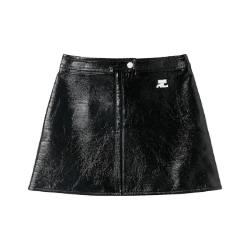 COURREGES Кожаные короткие юбки Женские Черный