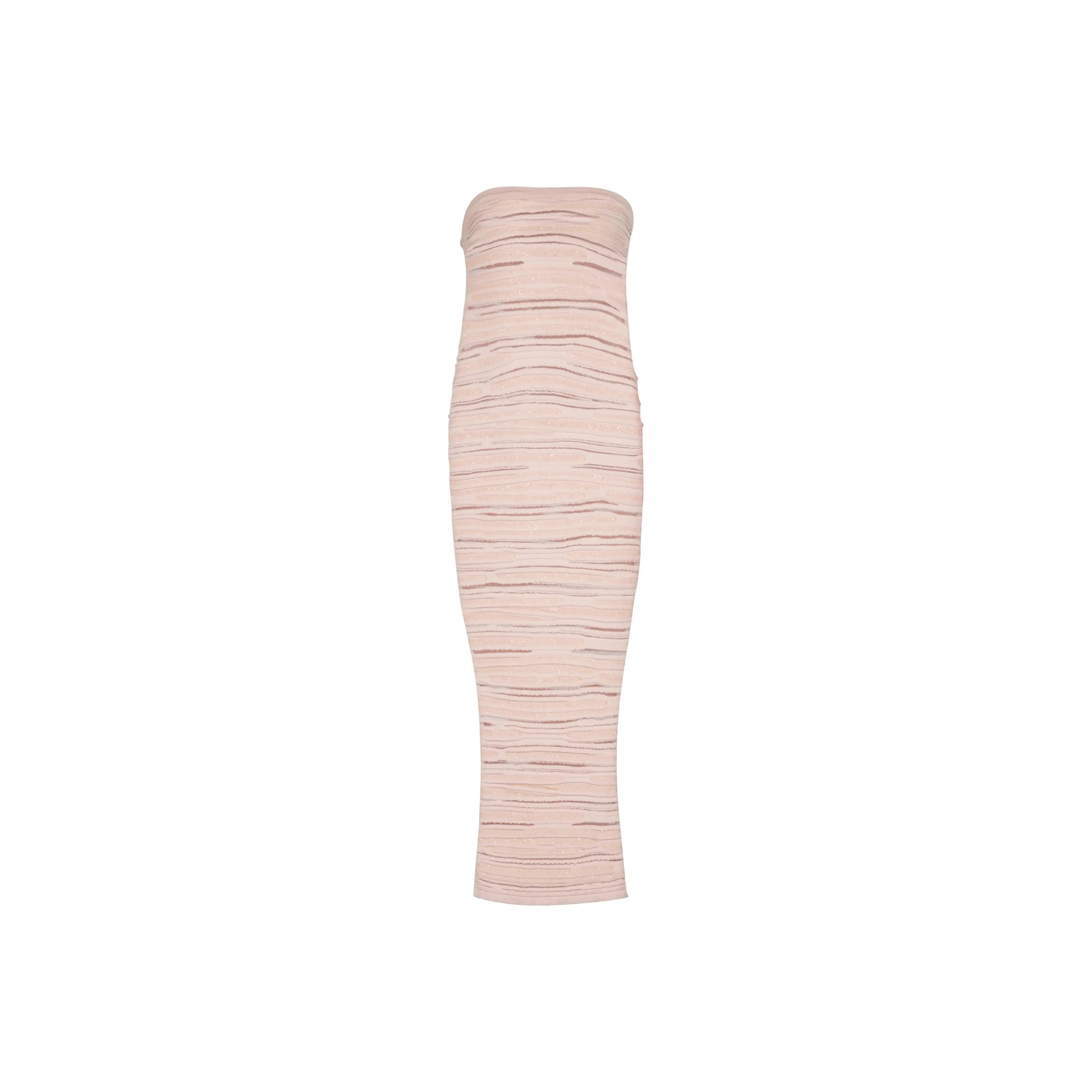BALMAIN Strapless Knit Midi Dress