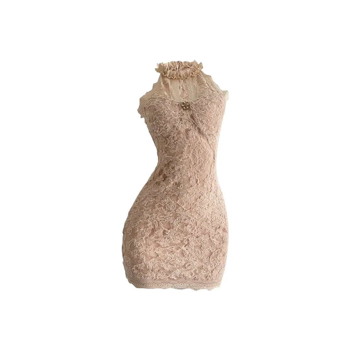 Icicofficial Без рукавов Платье Женское Кофейное Юбка