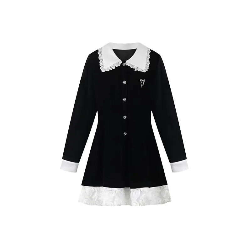 SCCREBEL OFFICIAL Длинное платье с длинными рукавами женское черное