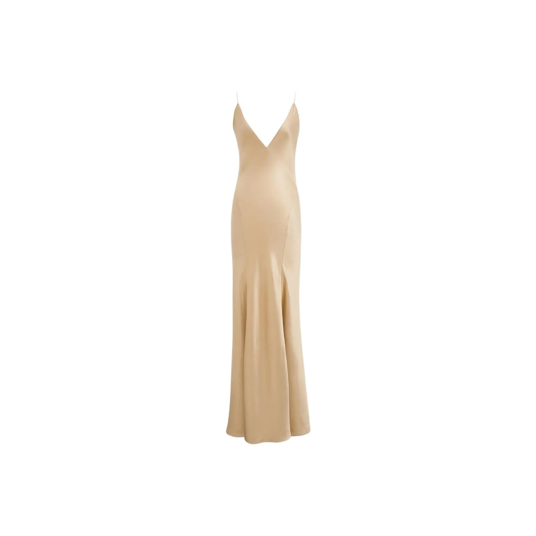 SAINT LAURENT V Neck Sleeveless Satin Dress