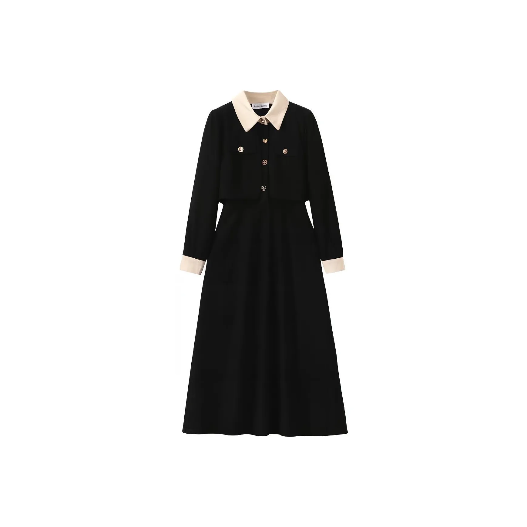 Oddgoods Длинное платье с длинными рукавами женское черное