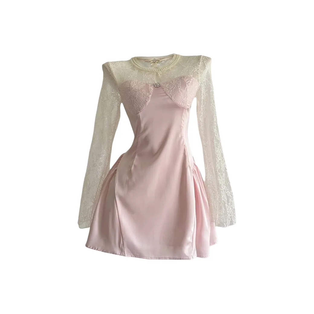 Incolore Длинное платье с длинными рукавами женское розовое