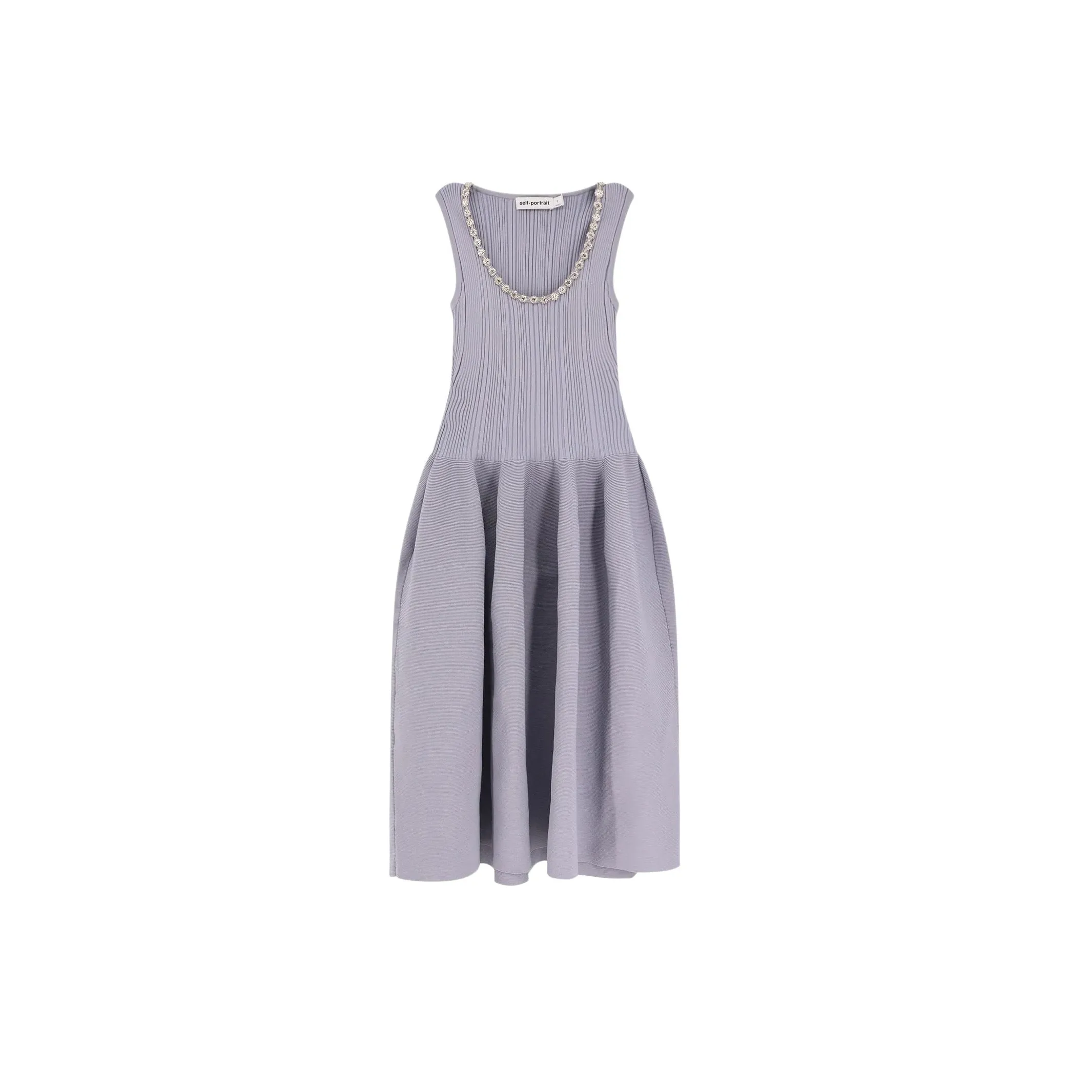 Self portrait Rhinestone embellished Ribbed Midi Dress