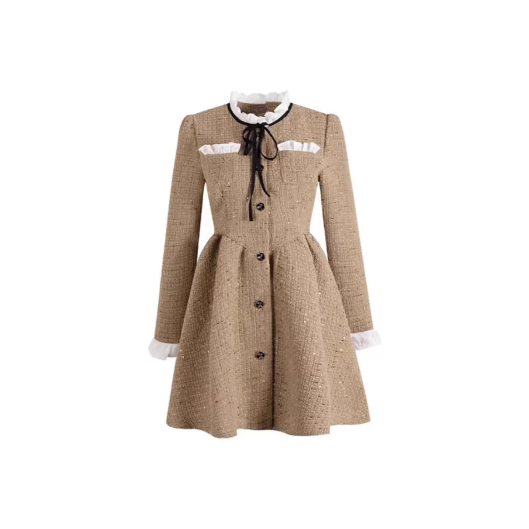 PLAY BUSH Длинное платье с длинными рукавами женское хаки