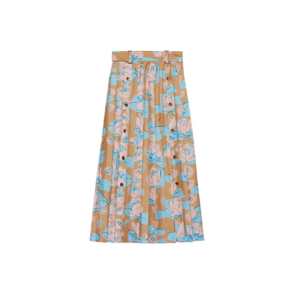 GUCCI Floral print Pleated Midi Skirt