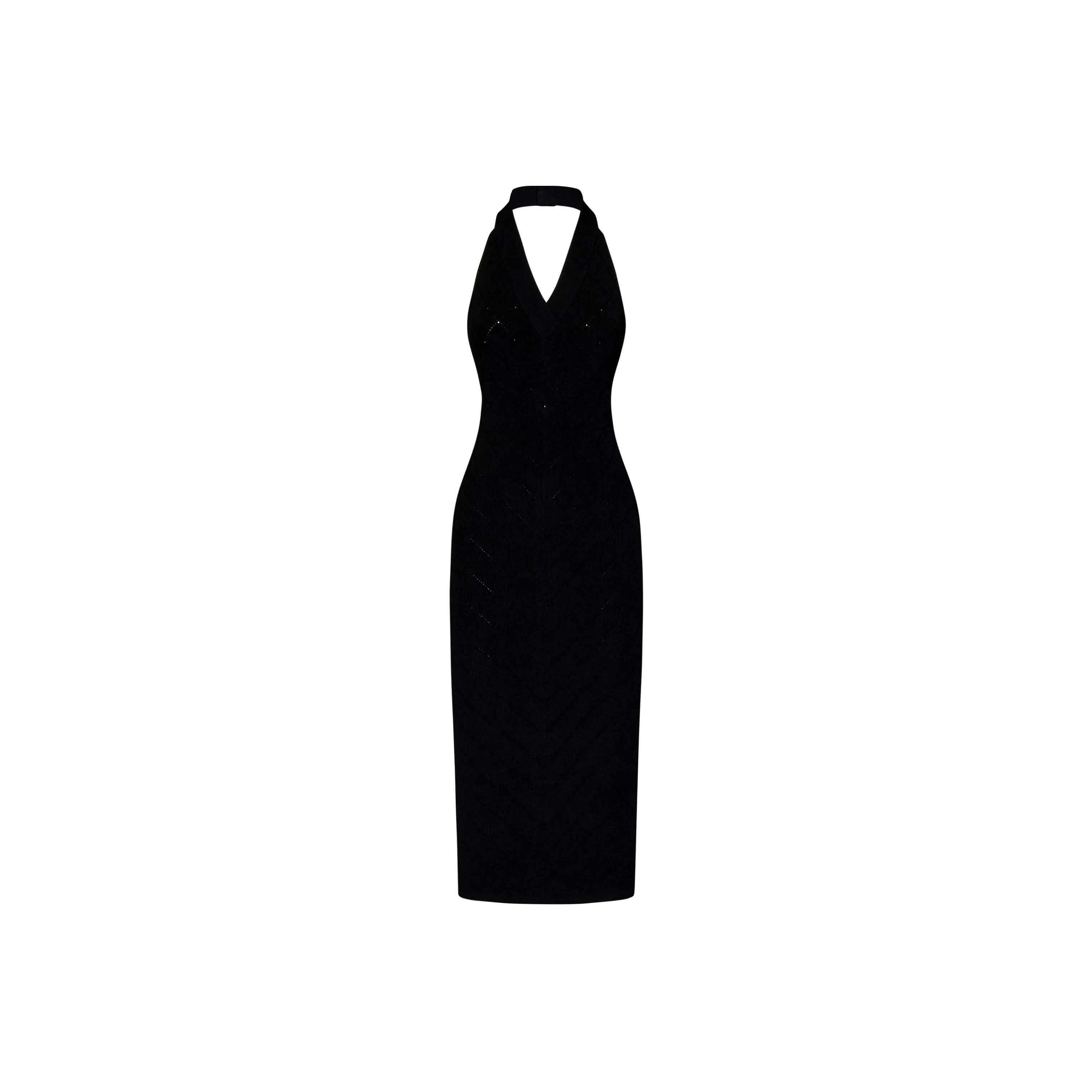 BALMAIN Halterneck Fitted Waist Midi Dress