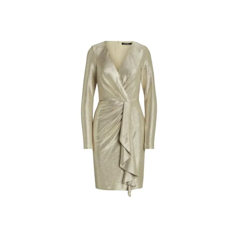 LAUREN RALPH LAUREN Long Sleeved Dress Women's Gold