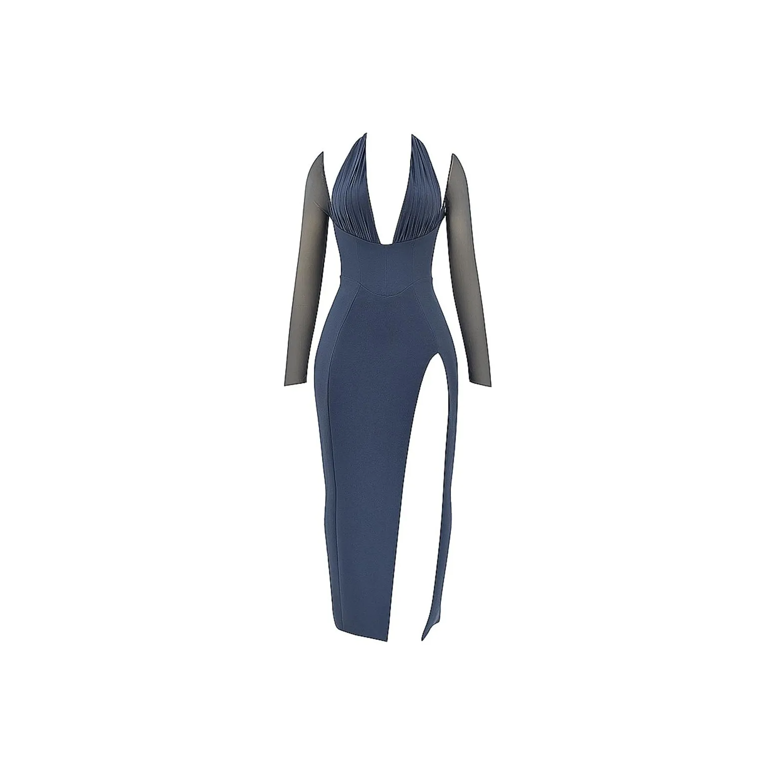 HOUSE OF CB EVANGELINA Long Sleeved Dress Women's SLATE/Dark Gray Blue