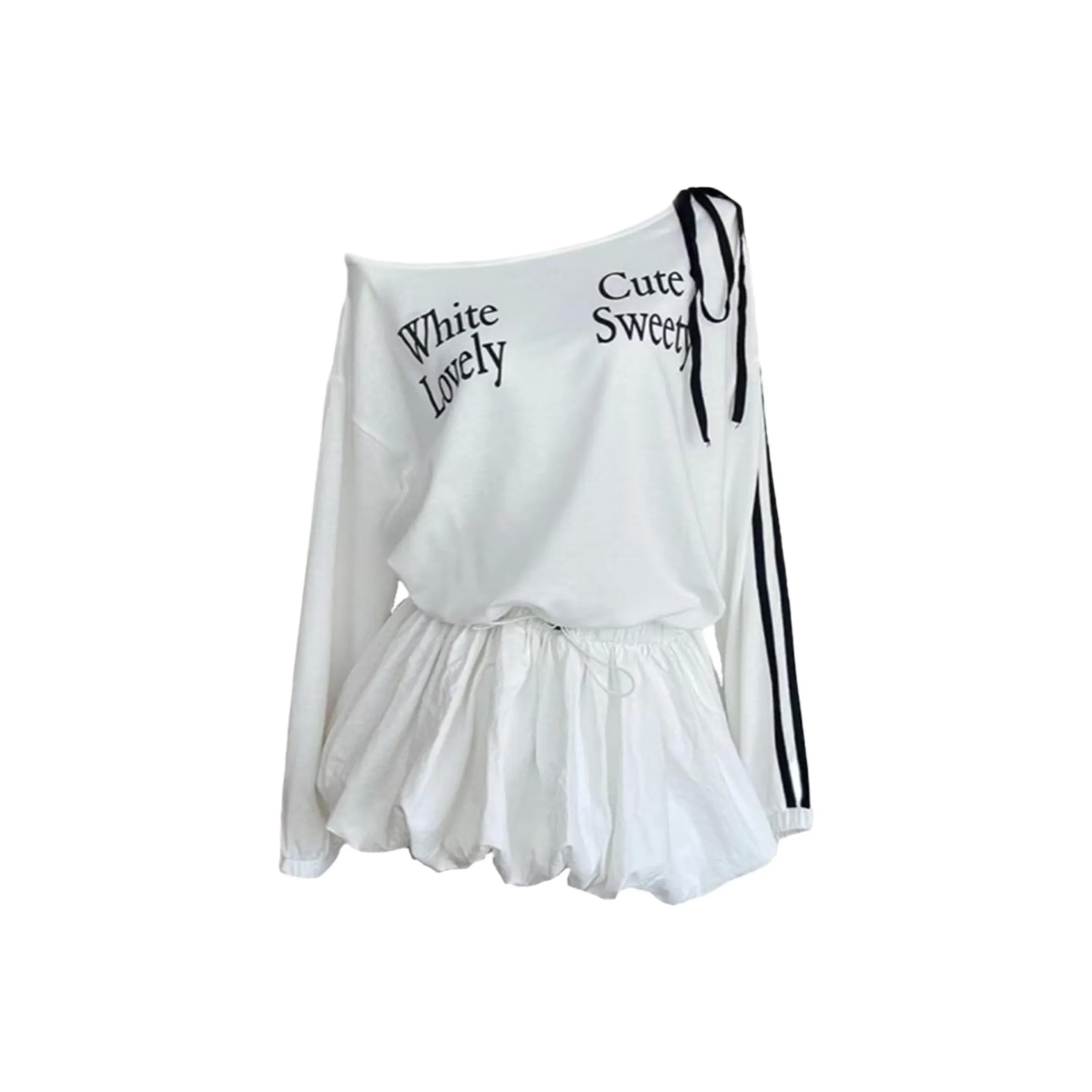 OSQ Длинное платье с длинными рукавами женское белое