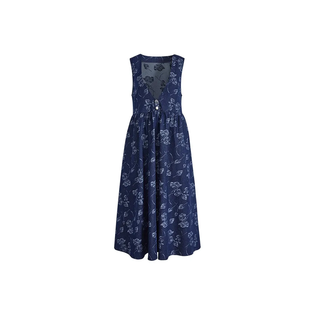 KUOSE Sleeveless Dress Women's Navy Blue