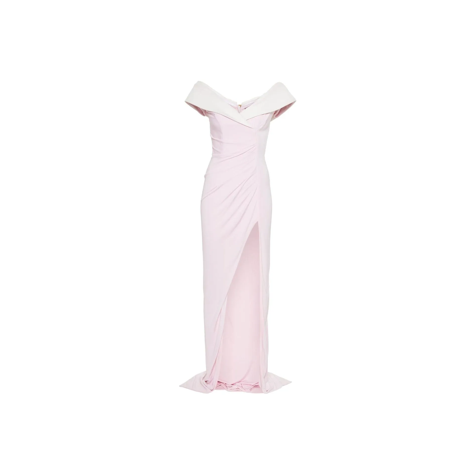 BALMAIN Draped Off-Shoulder Slit Maxi Dress