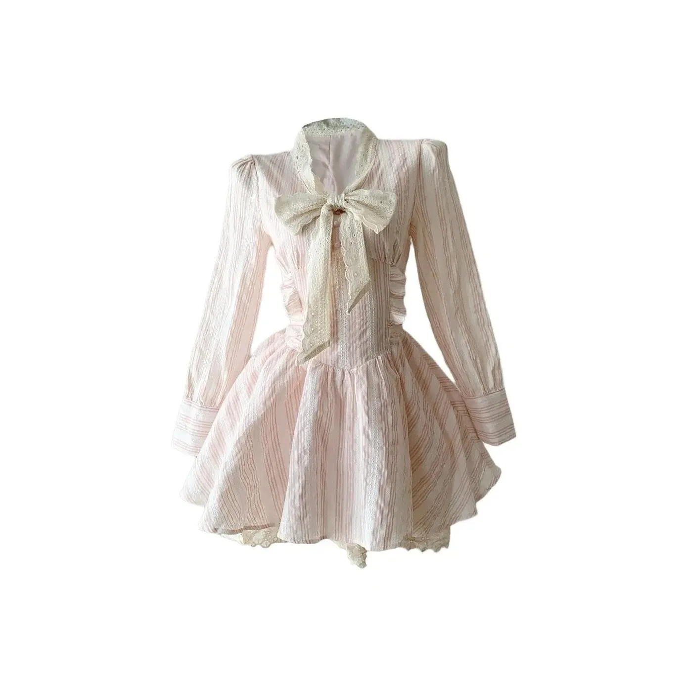 XIAOJUCHUANLI Длинное платье с длинными рукавами женское розовое белое