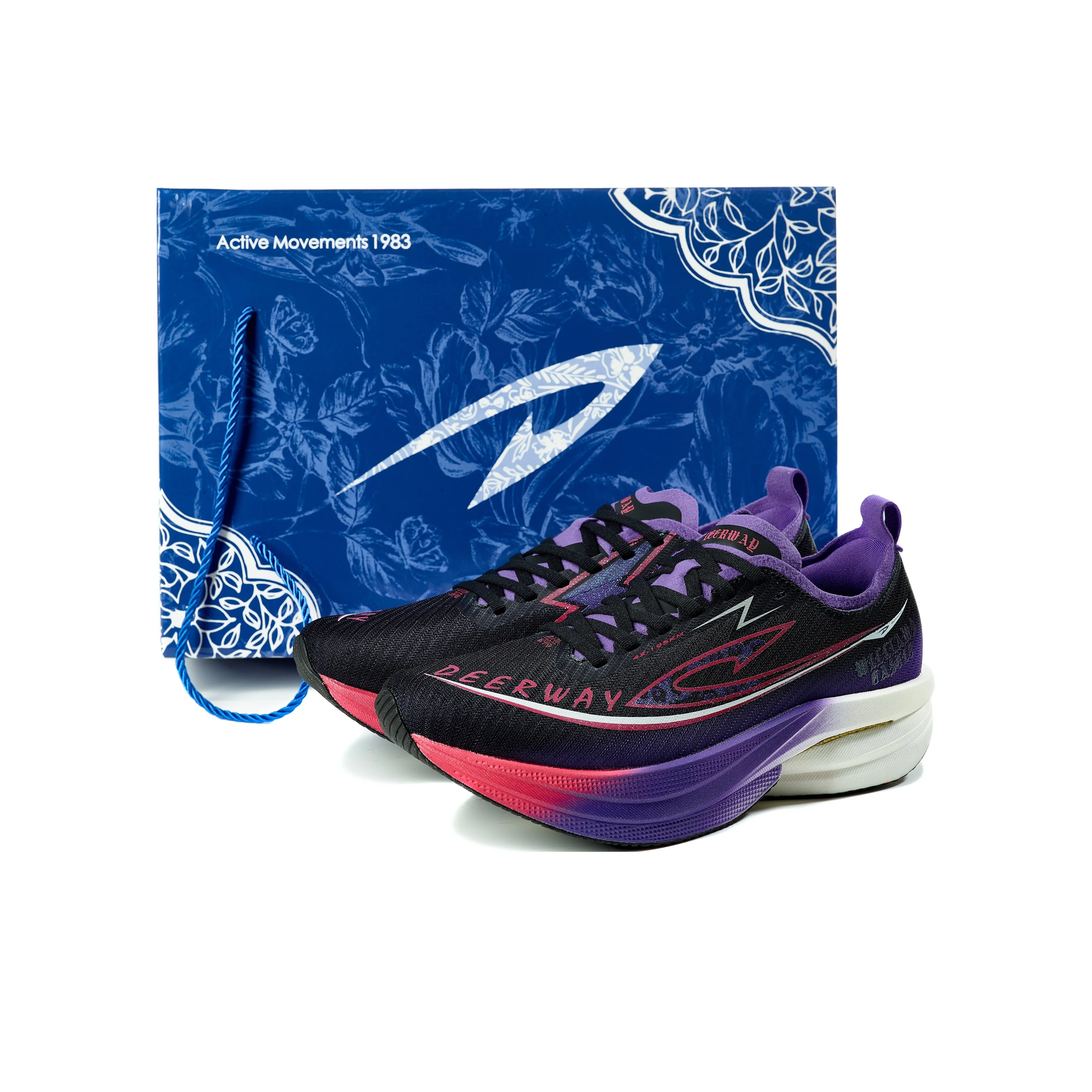 DEERWAY Беговые кроссовки Унисекс Черный Фиолетовый