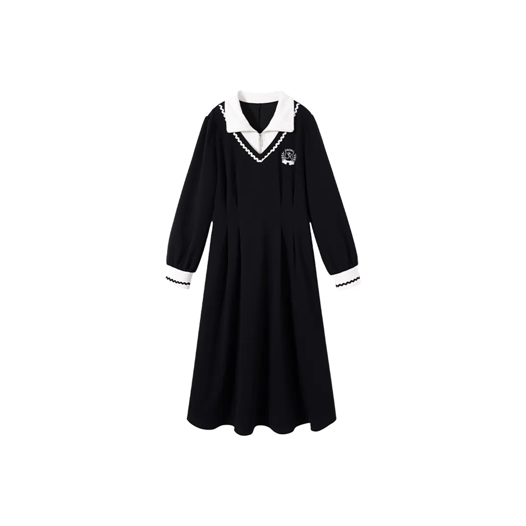 SHIRAN Длинное платье с длинными рукавами женское спокойный черный